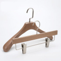 High quality wood Custom hangers clothes hanger and pants hanger with clips for branded clothes stocklot